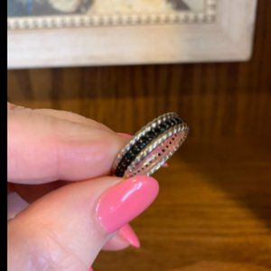Sterling silver and black onyx eternity band